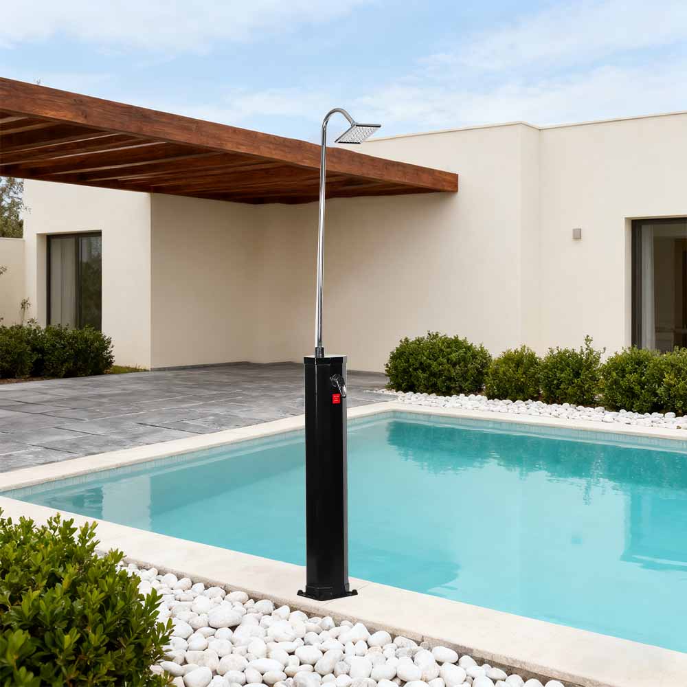 LY18L06 Doccia solare esterna nera a corpo singolo in PVC quadrato da 18 litri per piscina da giardino